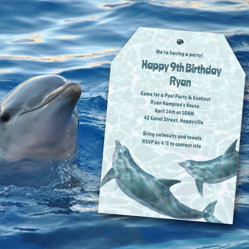Kids Dolphin Birthday Party Invitations