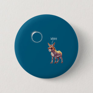 Kids Donkey Solar Eclipse Farmer Dad Button