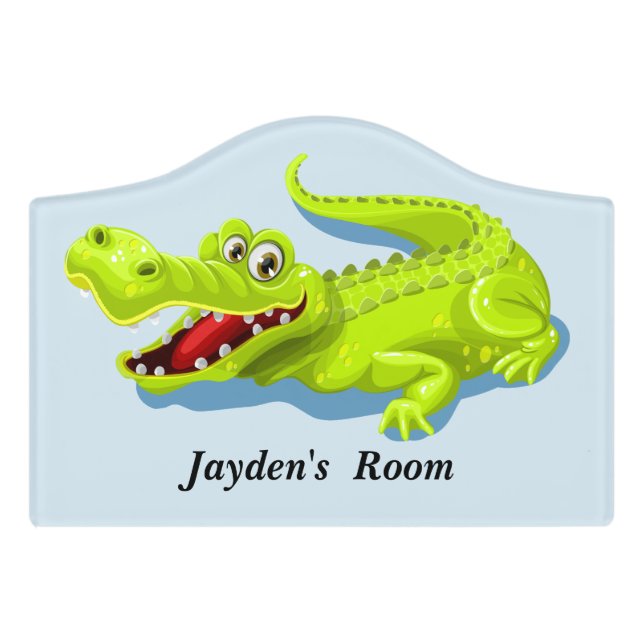 Kid's Door Sign Cute Baby Alligator (Small Crest Front)