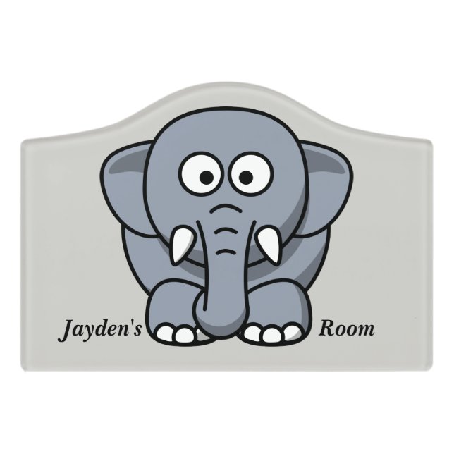 Kid's Door Sign Cute Baby Elephant (Small Crest Front)
