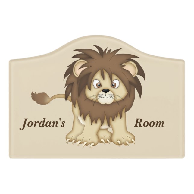 Kid's Door Sign Cute Baby Lion (Small Crest Front)