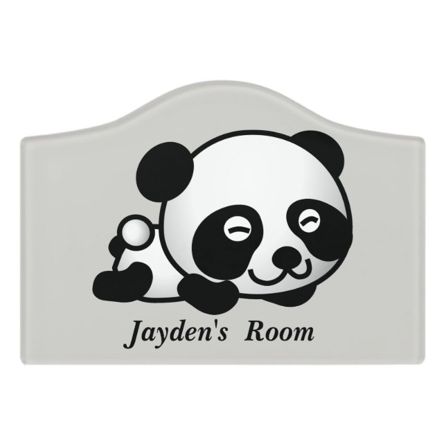 Kid's Door Sign Cute Baby Panda Bear (Small Crest Front)