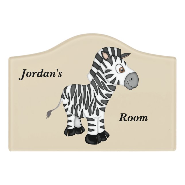 Kid's Door Sign Cute Baby Zebra (Small Crest Front)