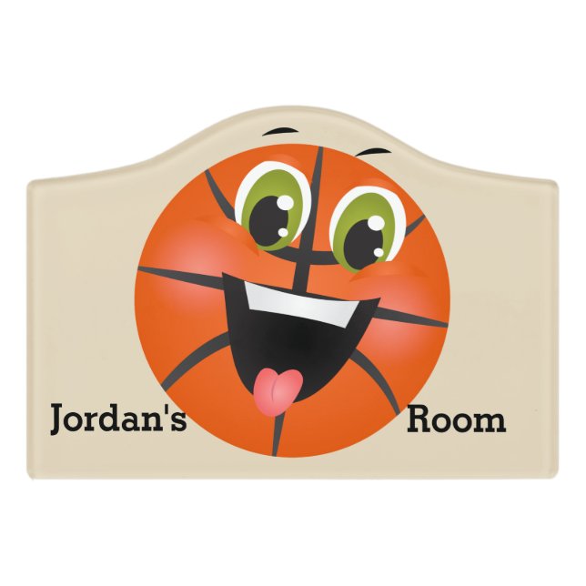 Kid's Door Sign Cute Funny Basketball (Small Crest Front)