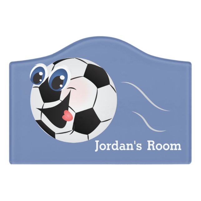 Kid's Door Sign Cute Funny Soccer Ball (Small Crest Front)