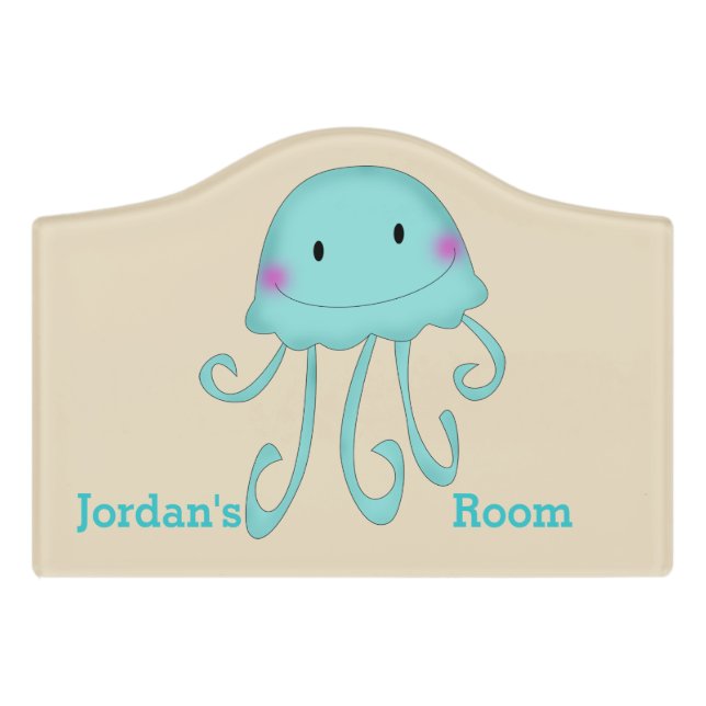 Kid's Door Sign Cute Jellyfish (Small Crest Front)
