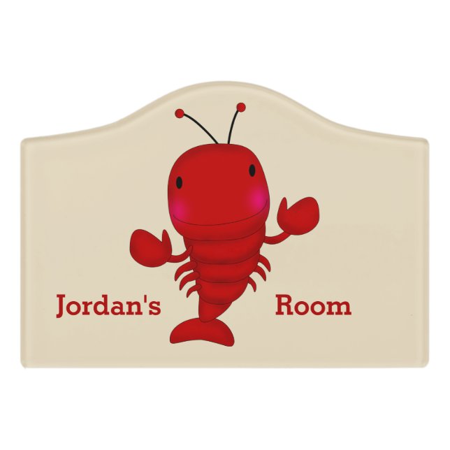 Kid's Door Sign Cute Lobster (Small Crest Front)