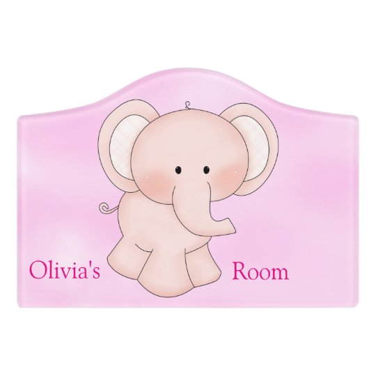 Kid S Door Sign Cute Pink Elephant