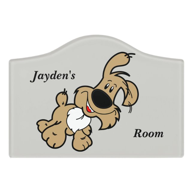 Kid's Door Sign Cute Puppy (Small Crest Front)