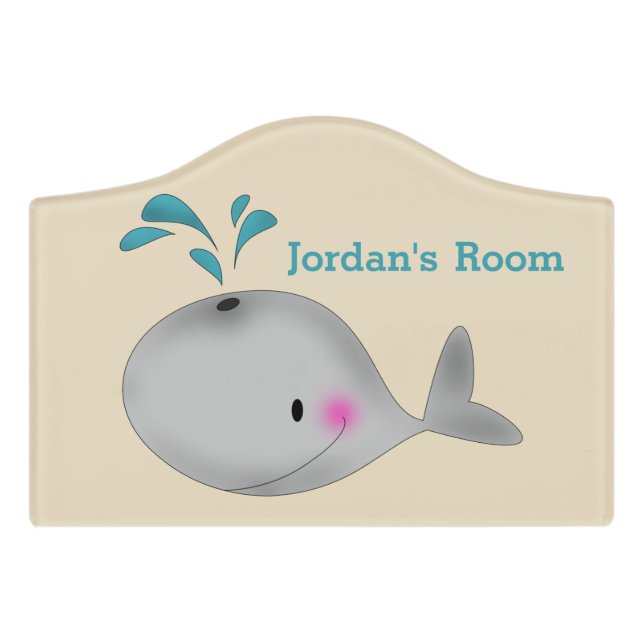Kid's Door Sign Cute Whale (Small Crest Front)