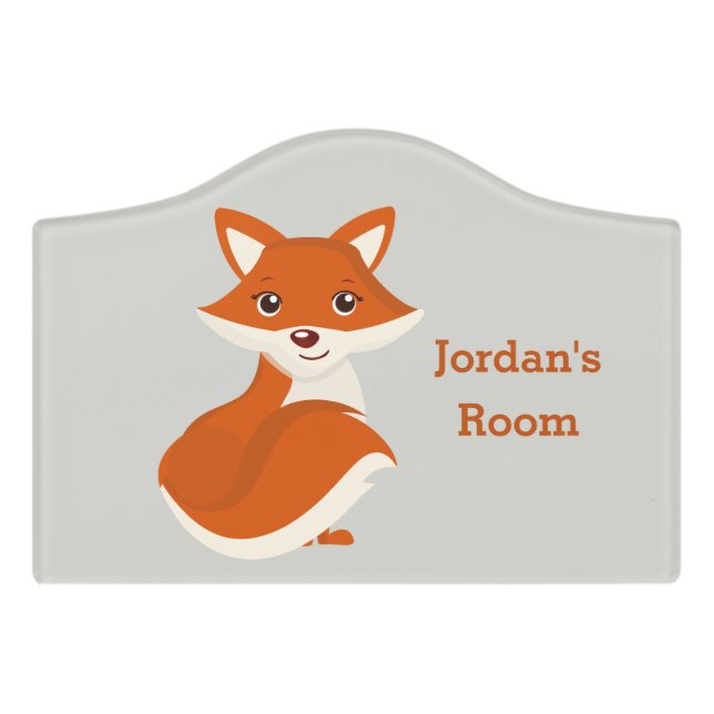 Kid's Door Sign Cute Woodland Fox (Small Crest Front)