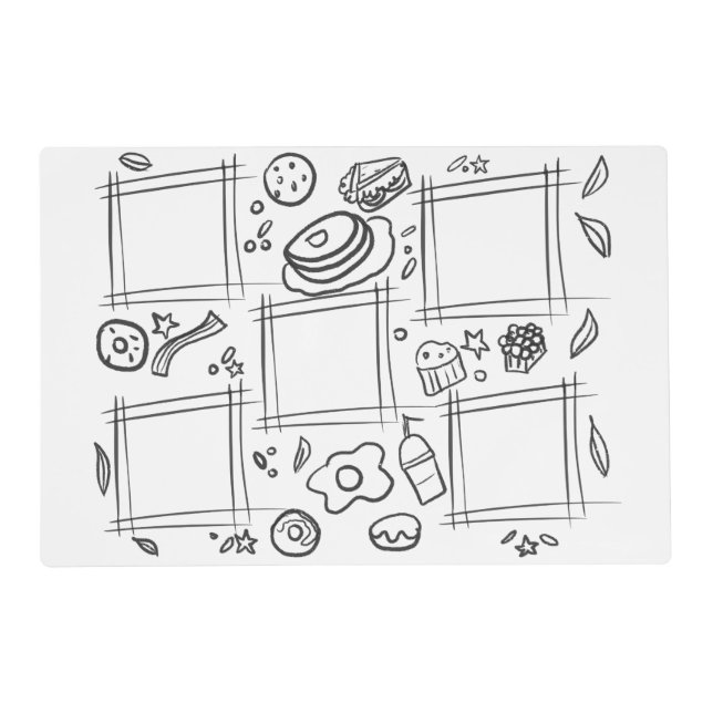 Kids Double Sided Doodle Foodie Placemat (Front)