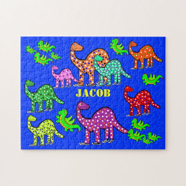 Kids Dragons & Dinosaurs Puzzle Personalized Gift (Horizontal)