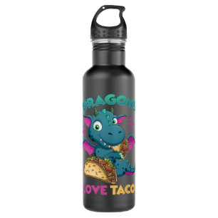 Kids Dragons With Wings Love Tacos Funny Dragon Gi Stainless Steel Water Bottle