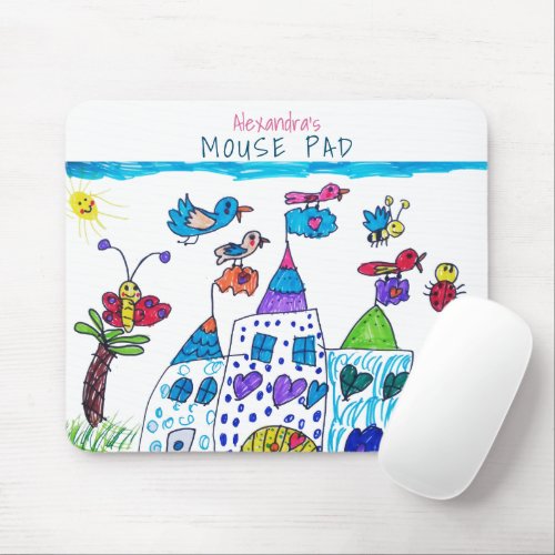 Kids Drawing  Cute Colorful Castle Mouse Pad