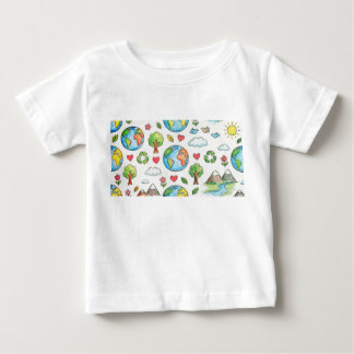 kids drawing earth crayon color pencil design baby T-Shirt
