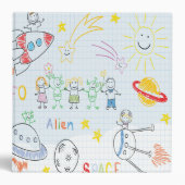Kids drawing,space,aliens,universe,cute,kid,kawai, binder (Front)