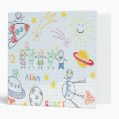 Kids drawing,space,aliens,universe,cute,kid,kawai, binder (Front/Inside)