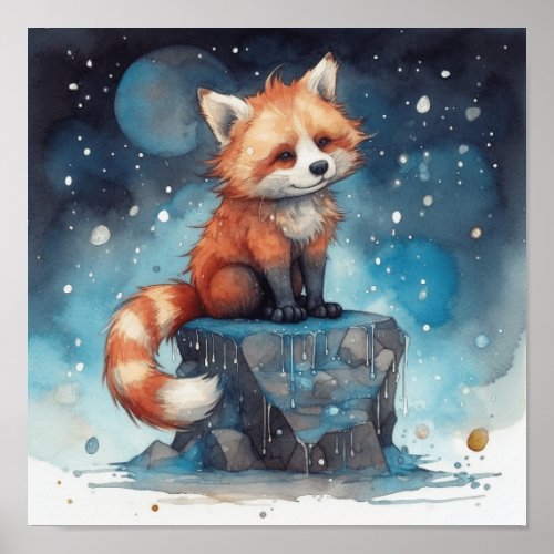 Kids Dreamy Red Panda Art Poster