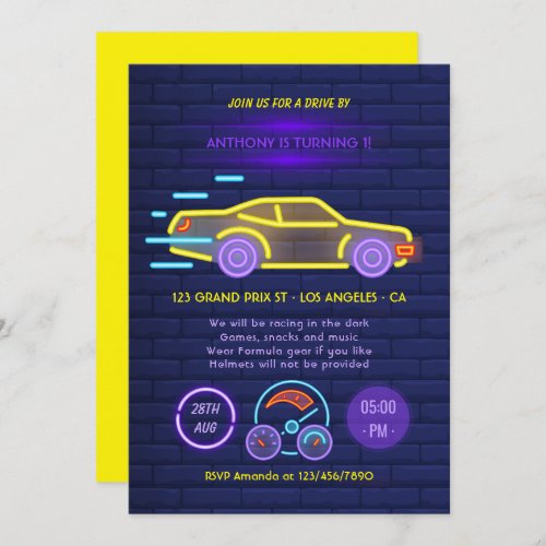 Kids Drive By Birthday Party Invitation