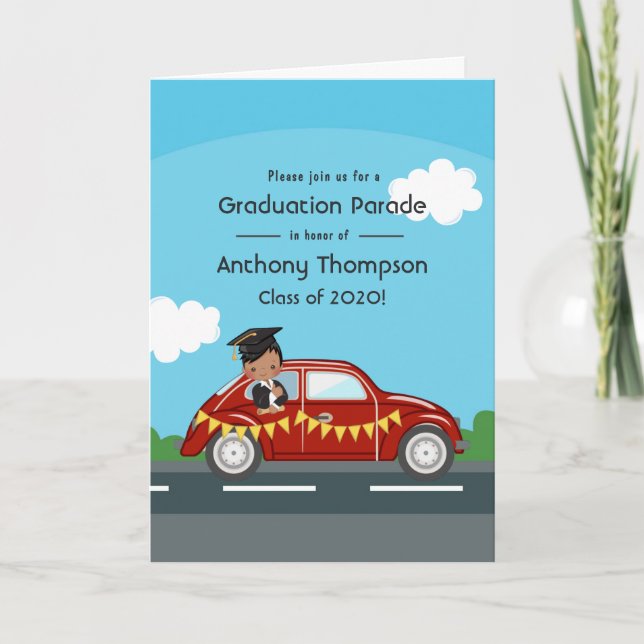 Kids Drive By Boy Graduation Party Photo Invitation (Front)