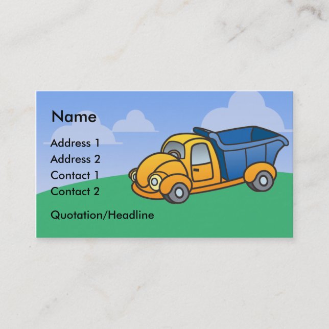 Kids Dump Truck Business Cards (standard) (Front)