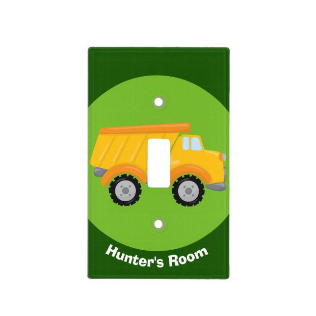 Kids Dump Truck Construction Vehicle Monogram Boys Light Switch Cover (Front)