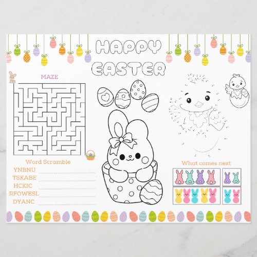 Kids Easter Activities Placemat