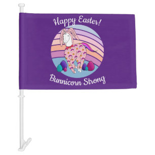 Kids Easter Bunny Unicorn in Bunny Suit Bunnicorn Car Flag