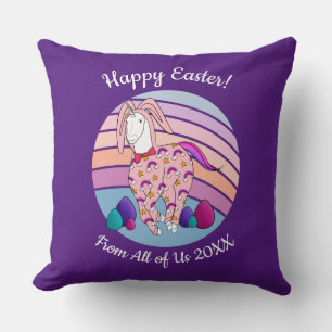 Kids Easter Bunny Unicorn in Bunny Suit Bunnicorn Throw Pillow