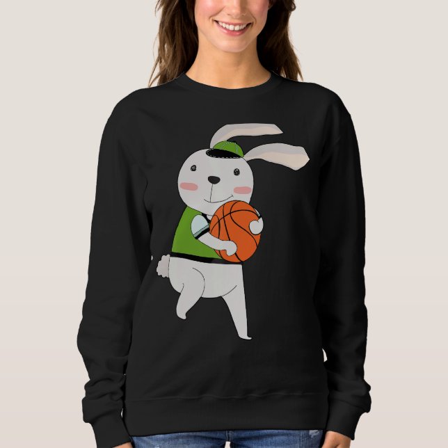 Kids Easter Day Egg Hunt Bunny Dunk Slam Basketbal Sweatshirt (Front)