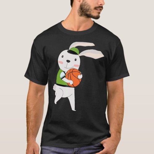 Kids Easter Day Egg Hunt Bunny Dunk Slam Basketbal T_Shirt