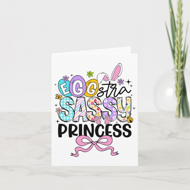 Kids Easter Day Egg-stra Sy Princess Girl Rabbit E Card (Front)