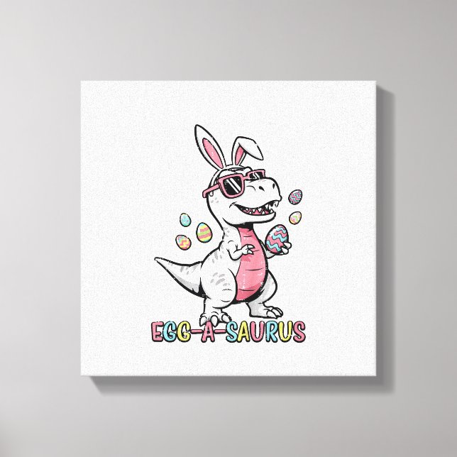 Kids Easter Dino Bunny Egg A Saurus Trex Bunny Boy Canvas Print (Front)