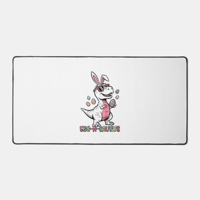 Kids Easter Dino Bunny Egg A Saurus Trex Bunny Boy Desk Mat (Front)