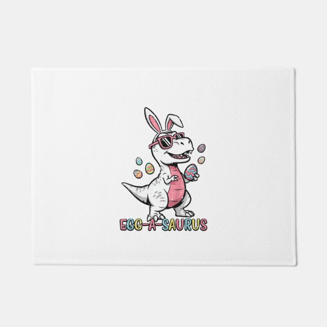 Kids Easter Dino Bunny Egg A Saurus Trex Bunny Boy Doormat (Front)