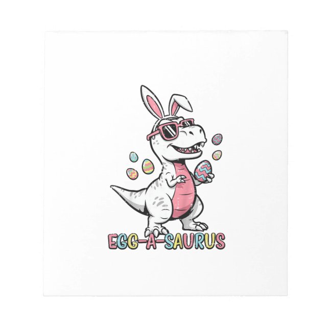 Kids Easter Dino Bunny Egg A Saurus Trex Bunny Boy Notepad (Front)