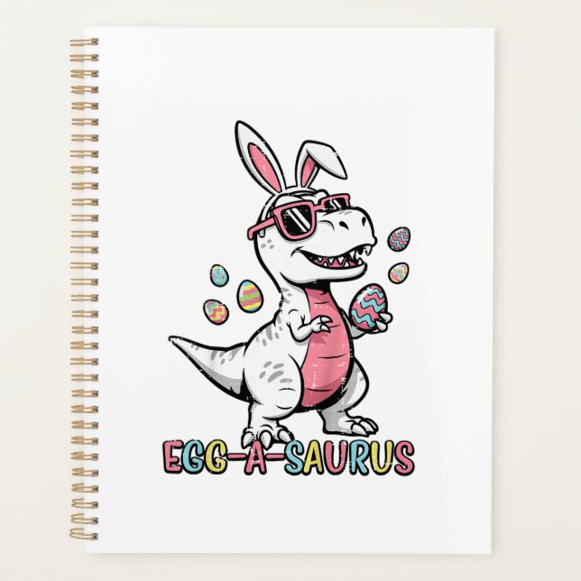Kids Easter Dino Bunny Egg A Saurus Trex Bunny Boy Planner (Front)