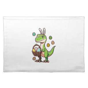 Kids Easter Dinosaur Trex Egg Hunting Boys Kids To Cloth Placemat