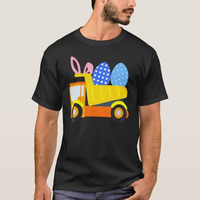 Kids Easter Egg Construction Truck Bunny Toddler B T-Shirt (Front)