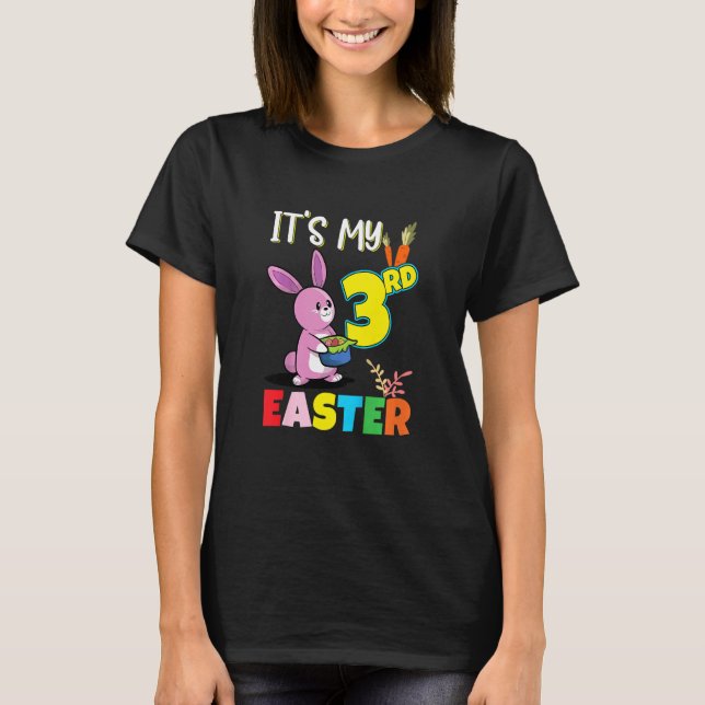 Kids Easter Egg Hunt 3rd Birthday Cute Easter Bunn T-Shirt (Front)