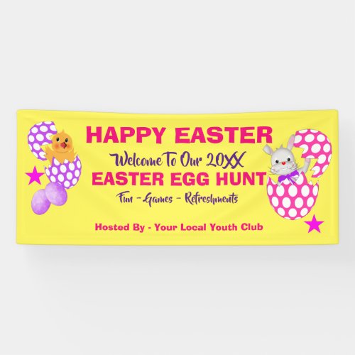 Kids Easter Egg Hunt Fun Colorful Banner