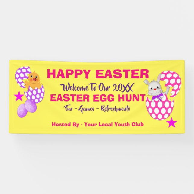 Kids Easter Egg Hunt Fun Colorful Banner (Horizontal)