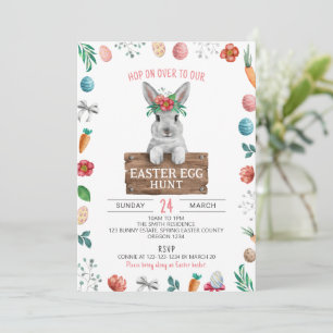 Kids Easter Eggs Hunt, Easter Rabbit, Spring Invitation