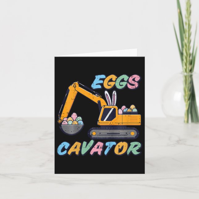 Kids Easter Excavator Eggs Cavator Construction Bo Card (Front)