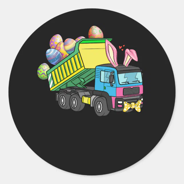 Kids Easter On Dump Truck Full Eggs Bunny Cute Chr Classic Round