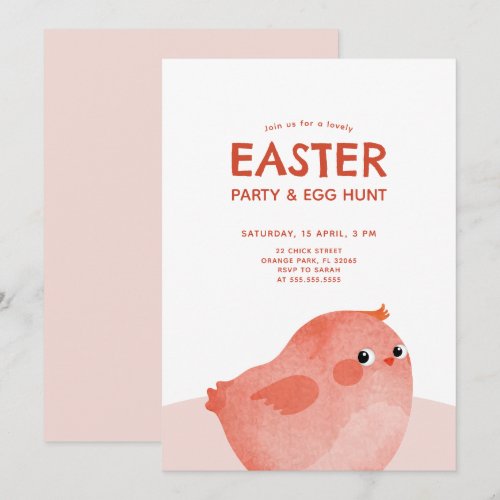 Kids Easter Party with pink little chicken