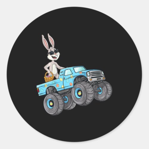Kids Easter Rabbit Riding Monster Truck Fun Boys G Classic Round Sticker