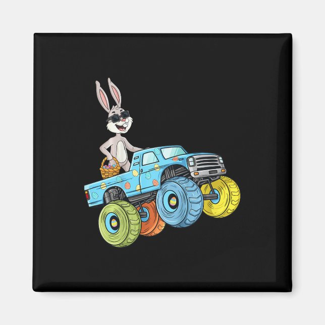 Kids Easter Rabbit Riding Monster Truck Fun Boys G Magnet (Front)