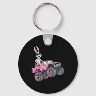 Kids Easter Rabbit Riding Monster Truck Fun Girls Keychain